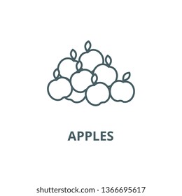 Apples line icon, vector. Apples outline sign, concept symbol, flat illustration