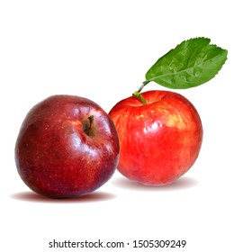 Apples low poly. Bloom of apple. Fresh, nutritious, tasty apple. Delicious and healthy dessert. Elements for label design. Vector illustration. Aplles ingredients in triangulation technique.