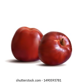 Apples mesh tool. Fresh, nutritious, tasty apple. Delicious and healthy dessert. Elements for label design. Vector illustration. 