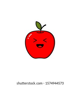 Apples, a modern red apple design with a flat design style, with funny and cute facial expressions