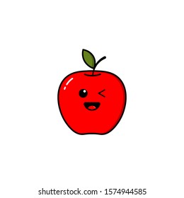 Apples, a modern red apple design with a flat design style, with funny and cute facial expressions
