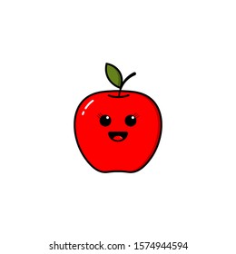 Apples, a modern red apple design with a flat design style, with funny and cute facial expressions