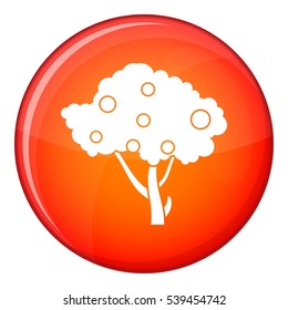 Apples on apple tree branches icon in red circle isolated on white background vector illustration