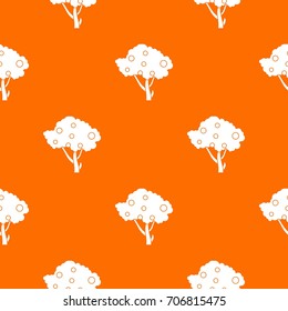 Apples on apple tree branches pattern repeat seamless in orange color for any design. Vector geometric illustration