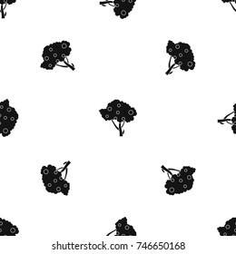 Apples on apple tree branches pattern repeat seamless in black color for any design. Vector geometric illustration