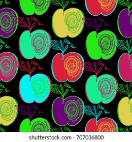 apples on black background