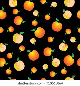 Apples on a black background.Seamless texture.