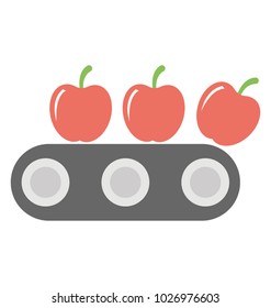 
Apples on conveyor, concept of apple production
