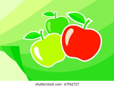 Apples on a green background