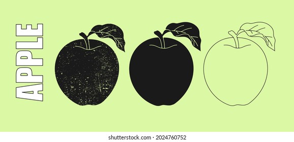 Apples on a green background. Vector	