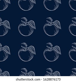 apples on a navy blue background pattern