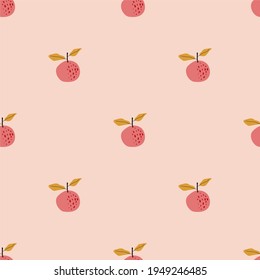 Äpfel auf rosafarbenem Hintergrund, nahtlose Obstmuster, perfekt für die Dekoration