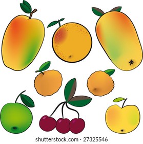 Apples and oranges in vector