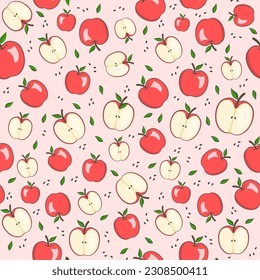 Apples pattern with cute color in flat style. Seamless or repeating pattern background vector suitable for print or decorative needs