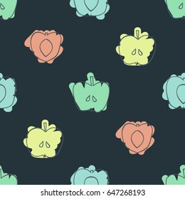 Apples, peaches and apricots - vector background