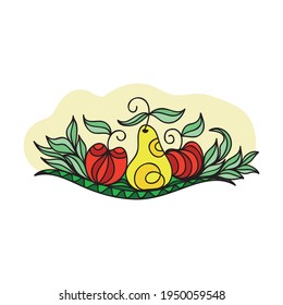 Apples and pear. Vector illustration