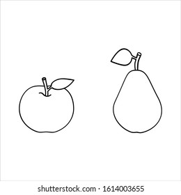 Apples and pears icon. linear style for mobile concept and web design. Symbol, logo illustration. Vector graphics