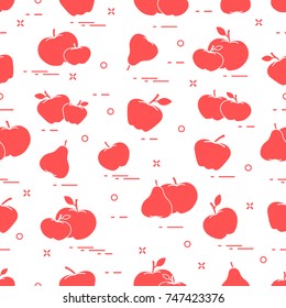Apples and pears juicy fruit. Seamless pattern. Design for announcement, advertisement, banner or print.