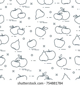 Apples and pears juicy fruit. Seamless pattern. Design for announcement, advertisement, banner or print.