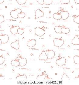 Apples and pears juicy fruit. Seamless pattern. Design for announcement, advertisement, banner or print.