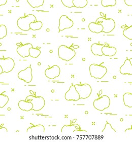Apples and pears juicy fruit. Seamless pattern. Design for announcement, advertisement, banner or print.