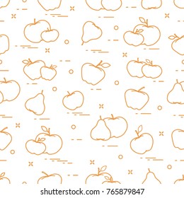 Apples and pears juicy fruit. Seamless pattern. Design for announcement, advertisement, banner or print.