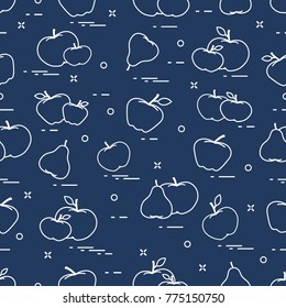 Apples and pears juicy fruit. Seamless pattern. Design for announcement, advertisement, banner or print.