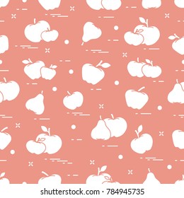 Apples and pears juicy fruit. Seamless pattern. Design for announcement, advertisement, banner or print.