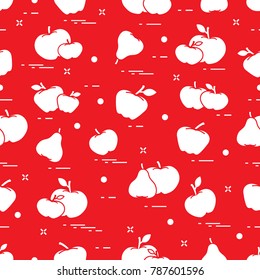 Apples and pears juicy fruit. Seamless pattern. Design for announcement, advertisement, banner or print.