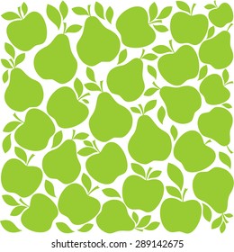 Apples and pears seamless pattern.  Vector Illustration