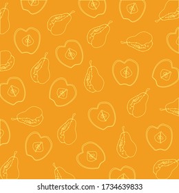 Apples and pears sketch pattern. Vector illustration