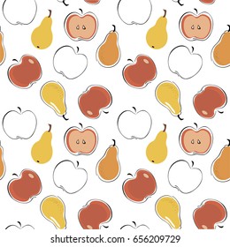 Apples and pears wallpaper. Vector illustration