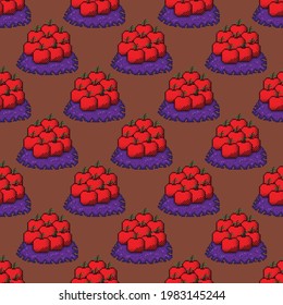 Apples pixel art pattern. Pattern pixel art. Pattern fruit. Pixel apple Seamless Pattern, background.