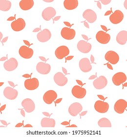 Apples seamless fruit pattern. Silhouette of apples on a white background. Fashionable design for fabric, packaging, website. Vector illustration.