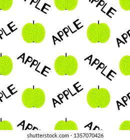 Apples seamless pattern. Fruits on the white background. Vector illustration.