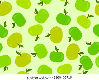 Patrón sin fisuras de manzanas. manzana verde con una hoja. Diseño para imprimir en tela, banners y productos promocionales. Ilustración del vector