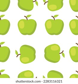 apples. seamless pattern with green apples. vector flat simple cartoon background for gift wrap, wall art, interior decoration.