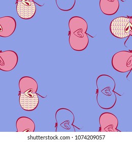 Apples  seamless   pattern, hand drawn, grain, scribbles, doodles .