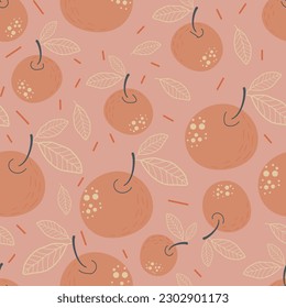 Apples. Seamless pattern on a dark background. Fresh fruits. Autumn design perfect for wallpaper, gift paper, autumn greeting cards, fabric, textile, web design. Hand-drawn. Flat design.