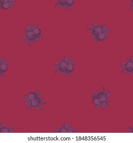 Apples seamless pattern on pink background. Vintage botanical wallpaper. Hand draw fruit texture. Engraving vintage style. Design for wrapping paper, textile print. Vector illustration