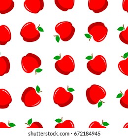  Apples. Seamless pattern with red apples on white. Fruit background
