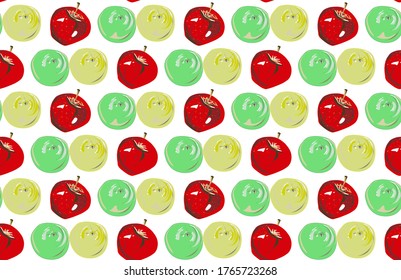 The apples. Seamless pattern for use in printing onto fabric, objects, wallpaper on walls, and more. Pattern on a transparent background.