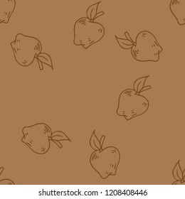 Apples seamless pattern. Vector illustration of seamless pattern red and green apple. Hand drawn ripe apples.