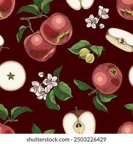 Apples seamless pattern vector illustration