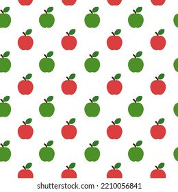 
Apples, seamless pattern, vector. Pattern of red and green apples on a white background.