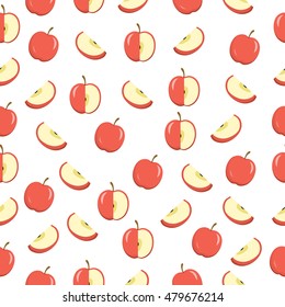 Apples seamless texture. Apple background, wallpaper. Vector illustration