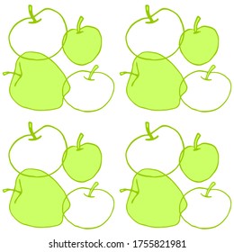 Apples seamless vector color pattern. Outline doodle. Repeating print. Perfect for back to school, apple picking, food packaging, kitchen textiles