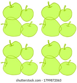 Manzanas sin soldadura vectorial patrón verde. Dibujo de esquema. Impresión repetitiva. Perfecto para volver a la escuela, recolección de manzanas, envasado de alimentos, productos textiles de cocina