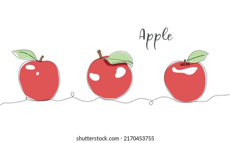 Apples single line drawing. Vector minimalistic linear illustration made of one line