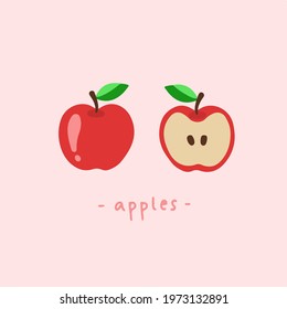 Apples Slice Symbol. Delicious Food Vector Illustration.